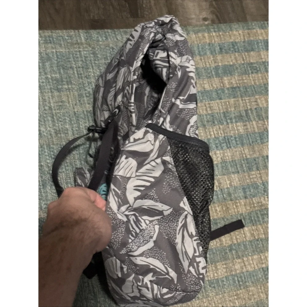 CamelBak Floral Drawstring Backpack Gray Teal Hiking Hydration Pack 16in Rare